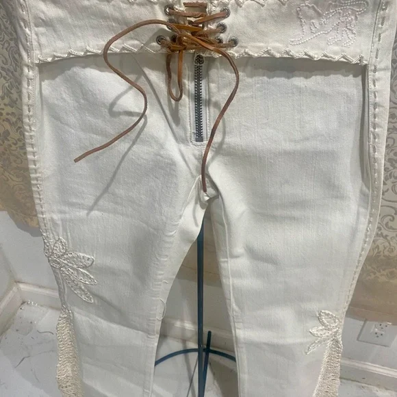 Parasuco Vintage Hand Stitched Embellished Denim Sz 27 - Picture 3 of 13